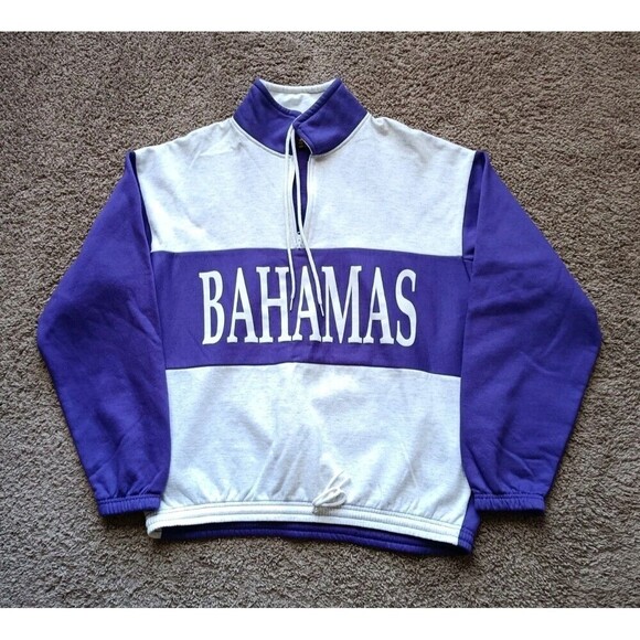Vintage Bahamas Jacket Women's Size XL Purple Gray Striped Long Sleeve 90s - Picture 1 of 7